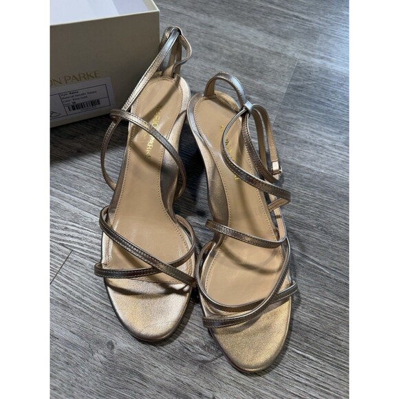 Marion Parke Women's Metallic Napa Raina Kitten Heel Strappy Rose Gold Size EU38 - Picture 3 of 11